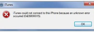 iTunes Error 0xe8000015