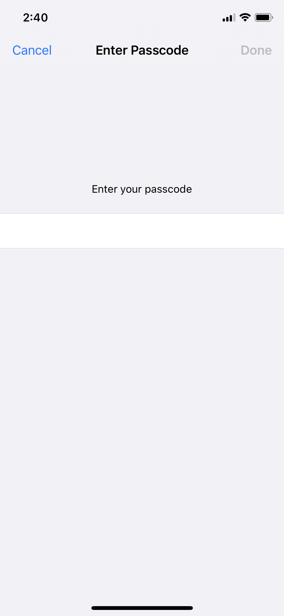 iPhone enter passcode screenshot