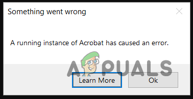A Running Instance of Acrobat has Caused an Error