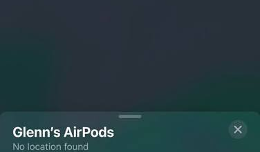 iPhone Find My app showing AirPods Setup Incomplete alert for connected AirPods.