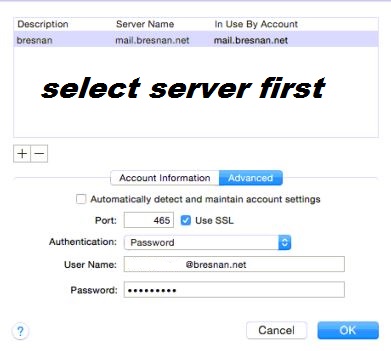Yosemite SMTP-Serverliste server