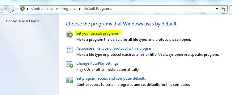 set your default programs