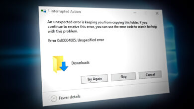 Error 0x80004005 on Windows
