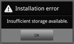 insufficient storage error