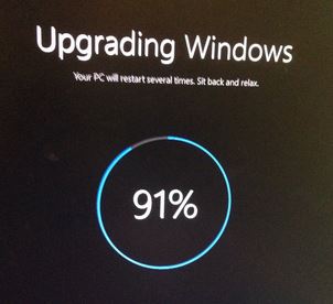windows 10 upgrade hängt fest