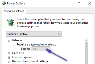 require a password on wakeup