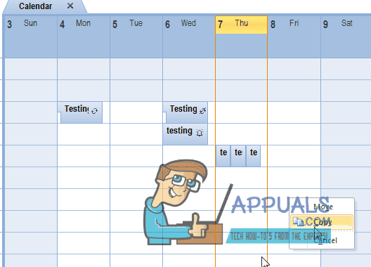 Kopieren und Einfügen von Daten im Outlook 2010-Kalender