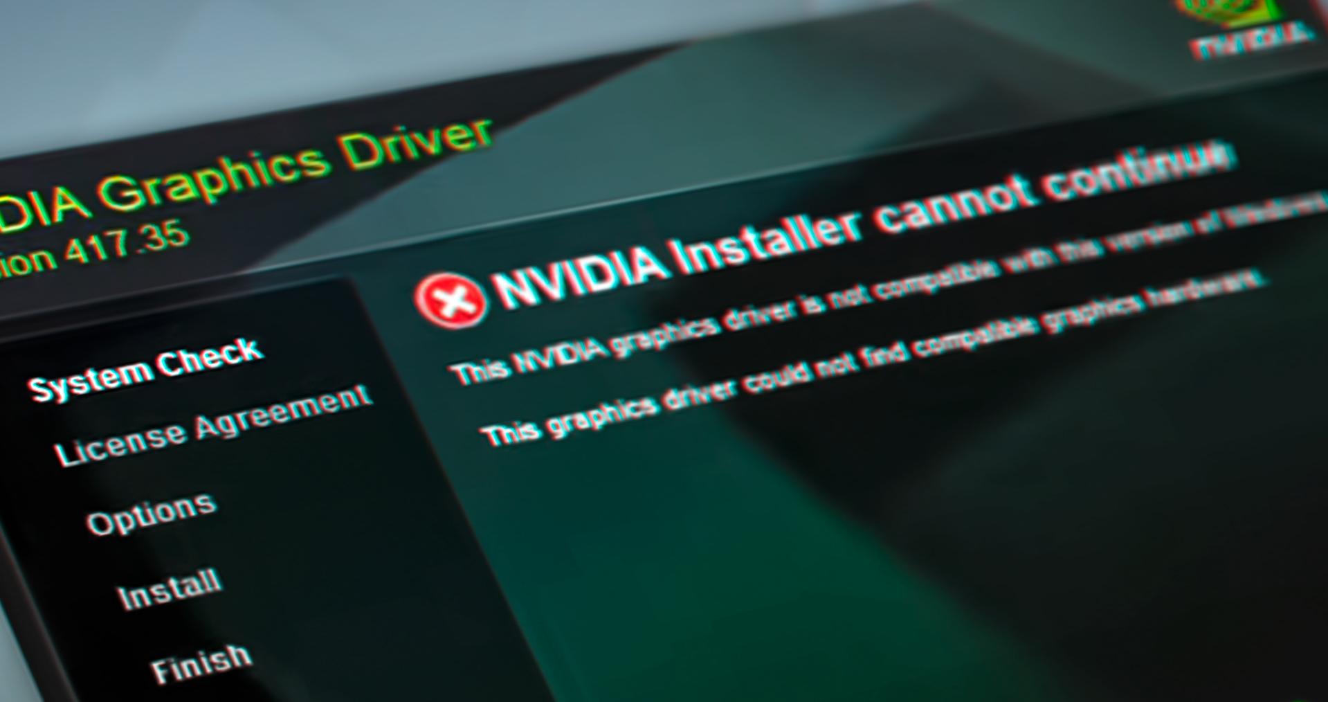 Nvidia driver cannot continue