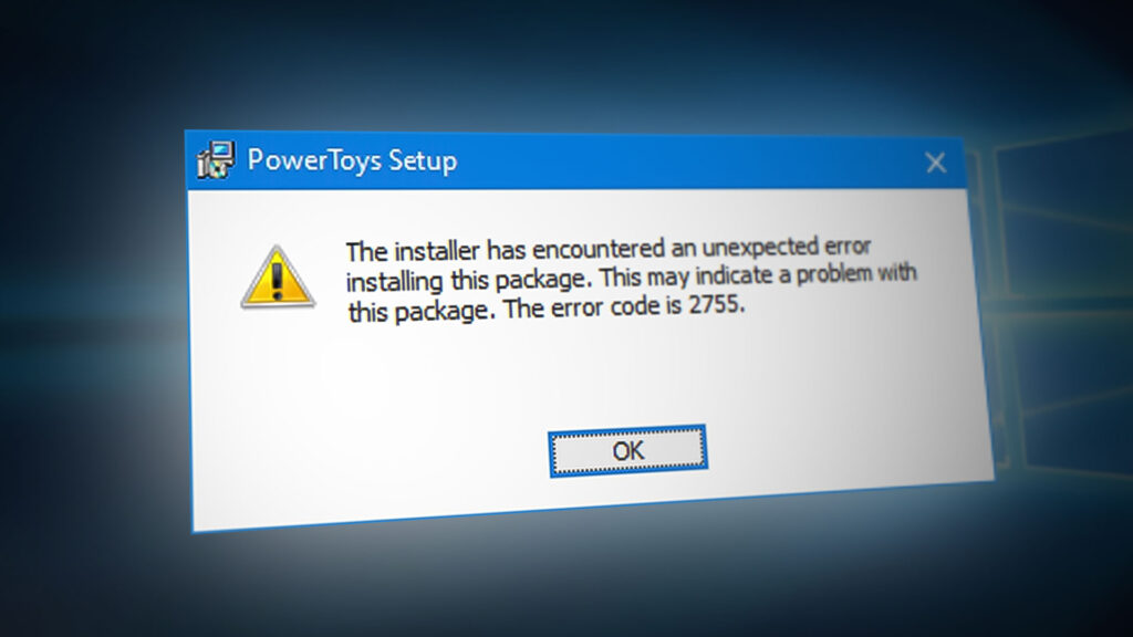 The installer encountered an unexpected error ‘Error 2755’