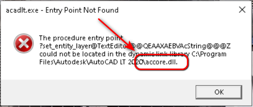 Identify the name of DLL causing Entry Point Error