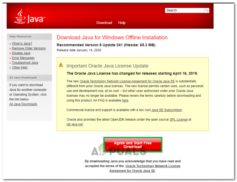error code 1618 java install did not complete