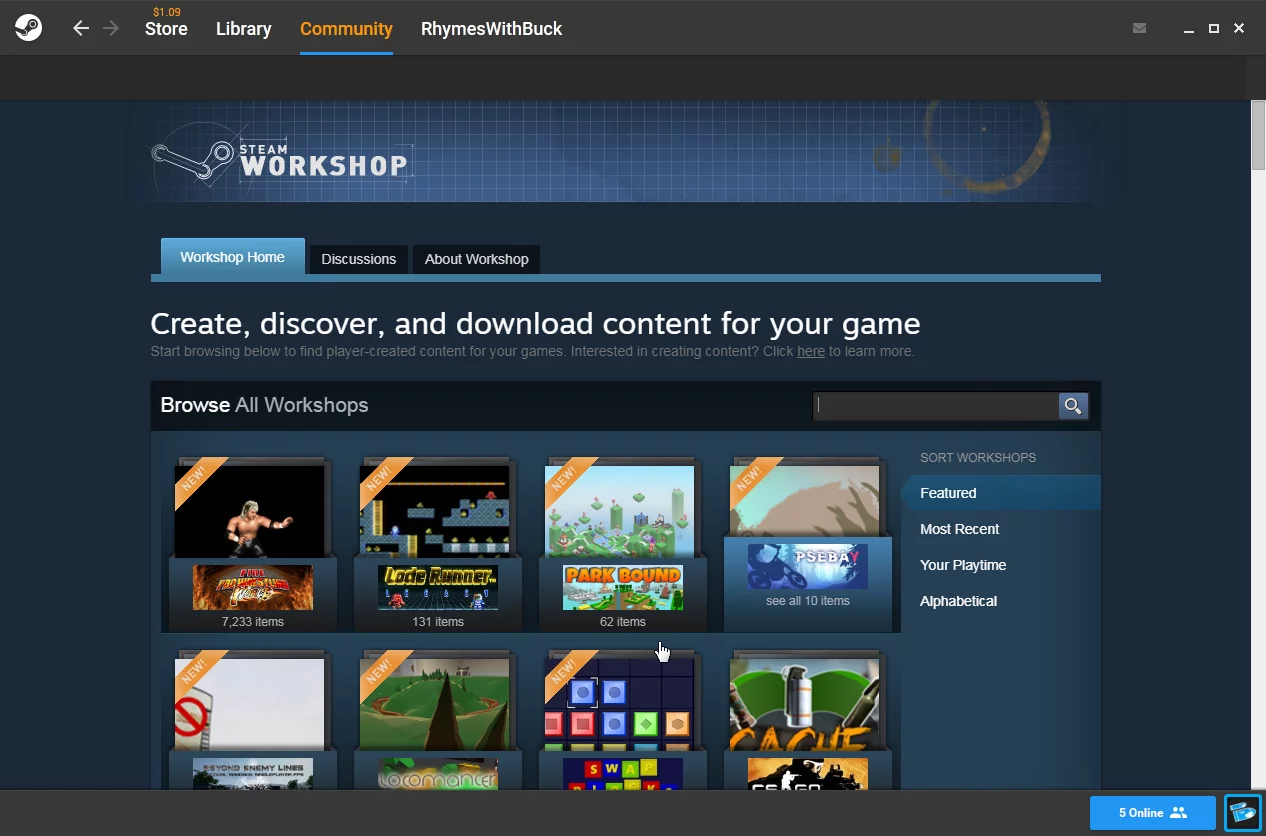 Steam Workshop::In-game Browser