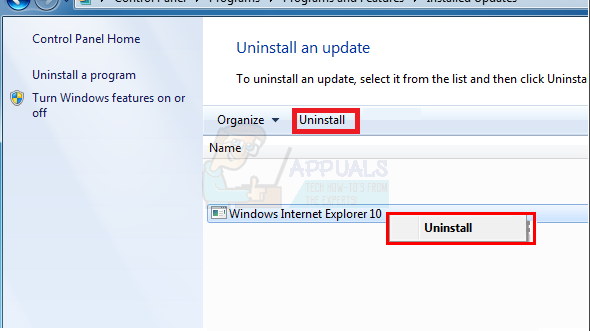 uninstalling internet explorer 11 windows 7