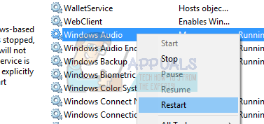 How do I reset my audio service?