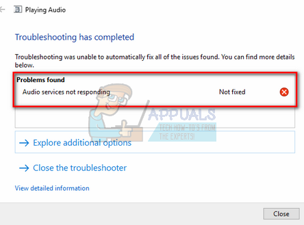 audio service is not running windows 10 access denied