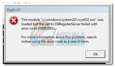 Ошибка DllRegisterServer Failed 0x8002801c