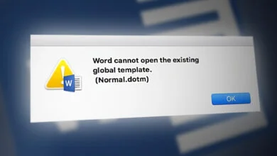 Word cannot open the existing global template