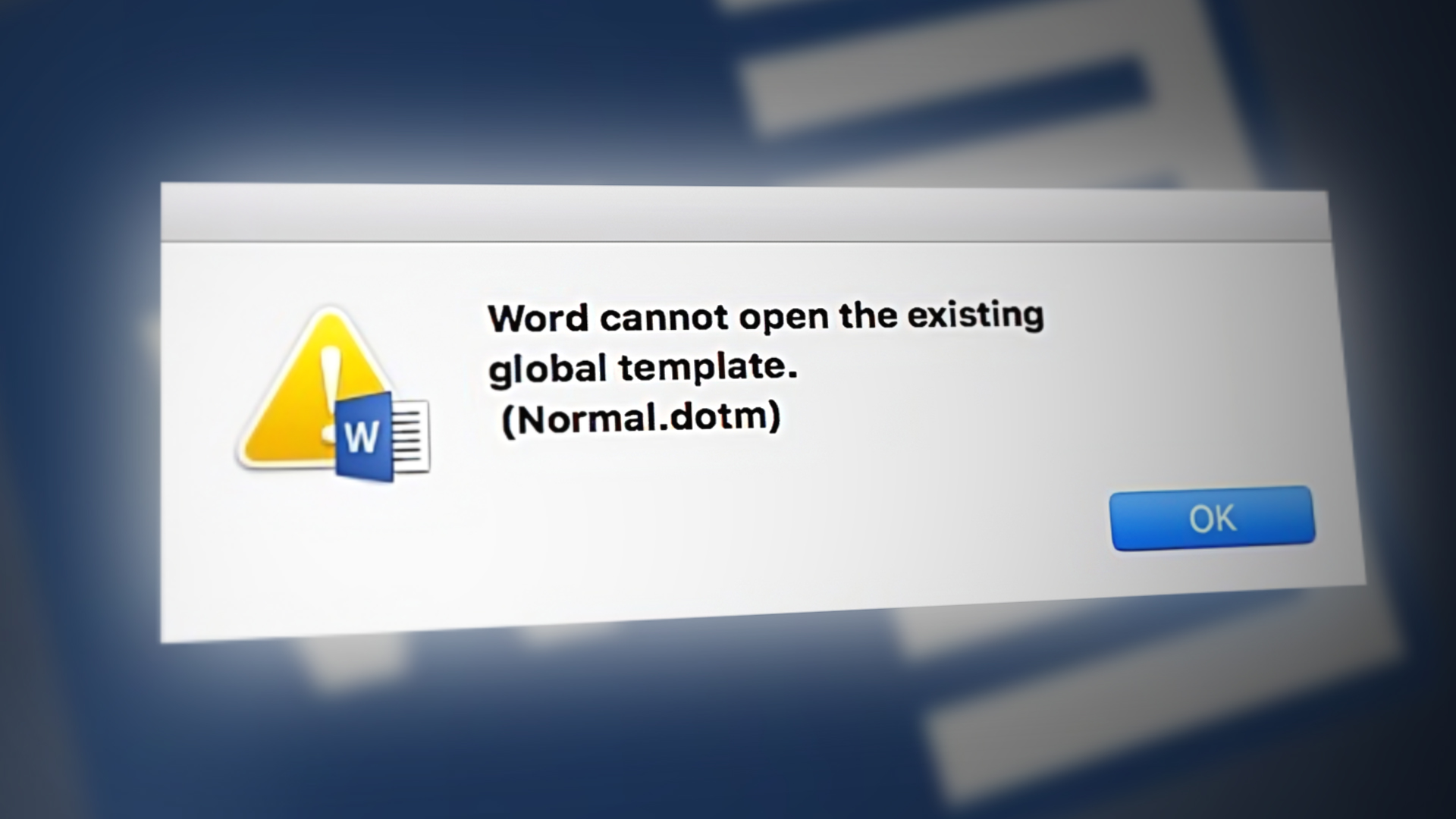 Word Cannot Open This Document Template