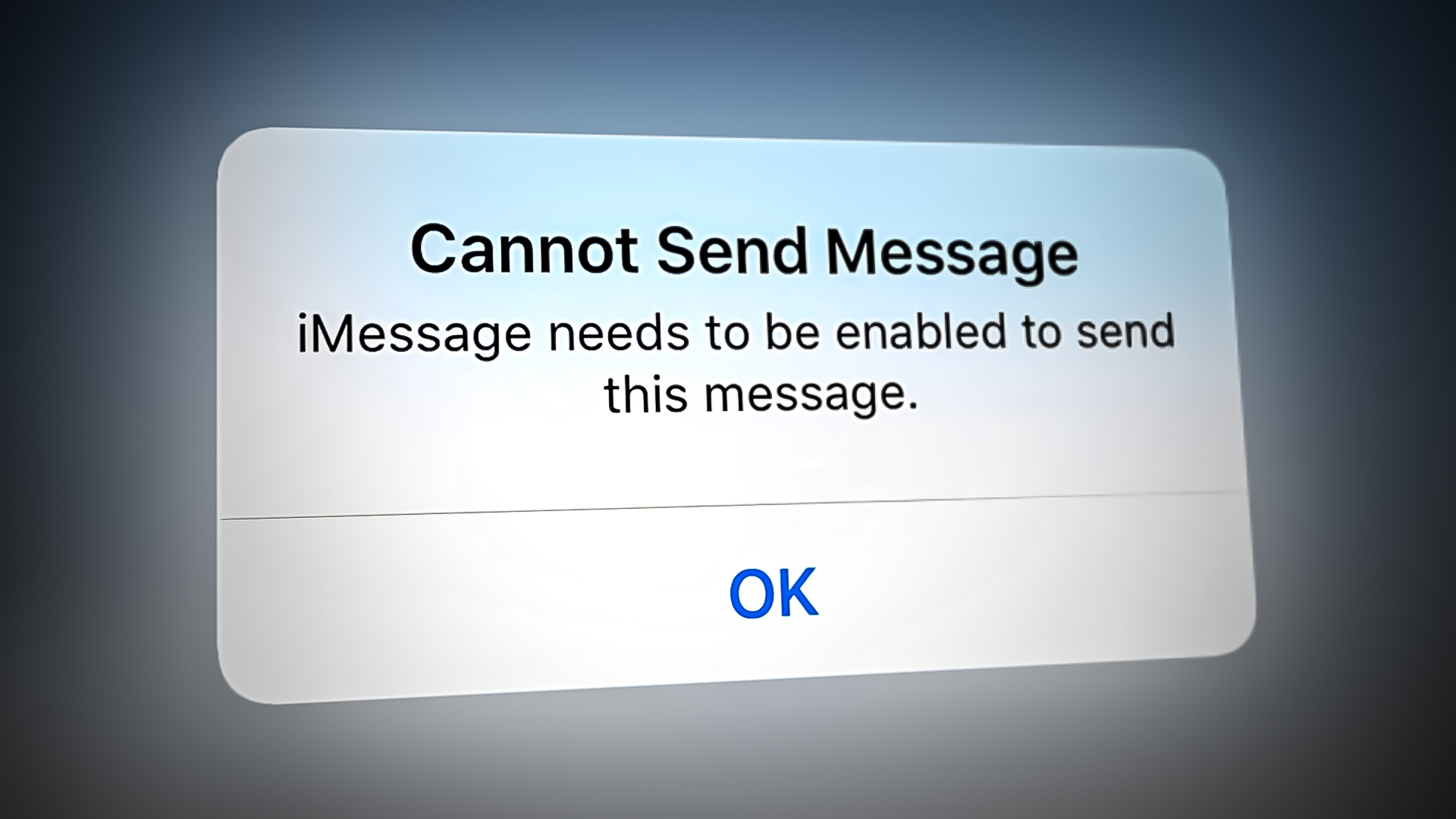 iMessage needs to be enabled to send this message