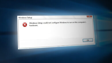 Windows Setup could not configure Error