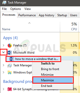 How to Move a Window that is OFF Screen - Appuals.com