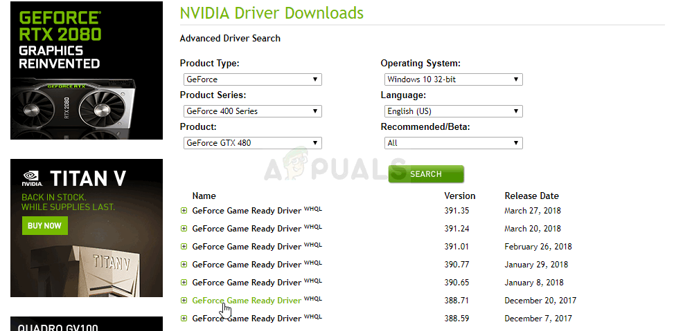 Downloading the 388.71 NVIDIA driver