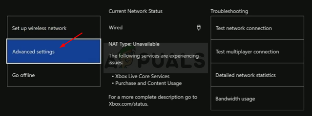 Xbox One Advanced network settings