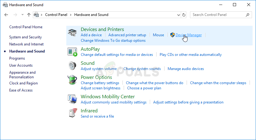 Device Manager in Control Panel
