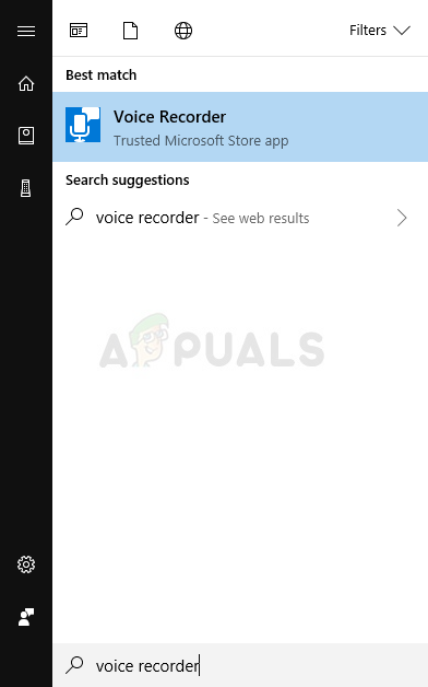 Voice Recorder in Start menu