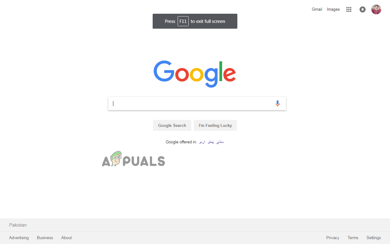 How To Go Into And Out Of Full Screen Mode On Google Chrome Appuals Com