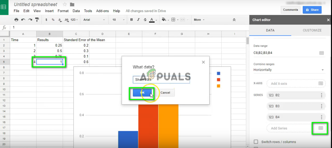 Selecting series in Google Sheets