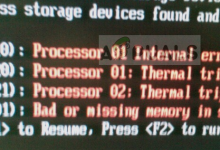 Processor thermal trip error in processor