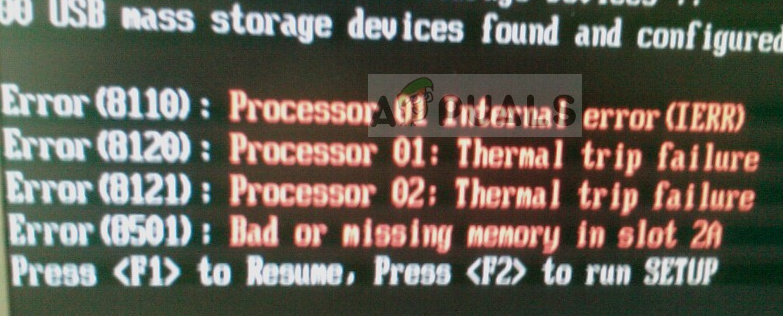 Processor thermal trip error in processor
