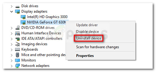 Right-click on driver and choose Uninstall