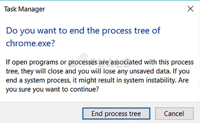 Ending the process in Task Manager