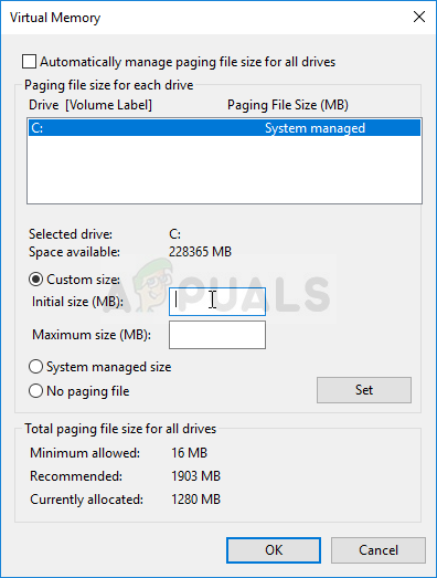 Managing the page file size
