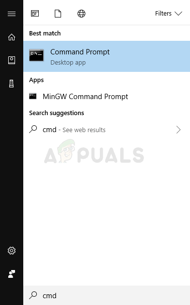 Command Prompt in Start menu