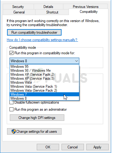 Running the Game in Compatibility Mode for Windows 7