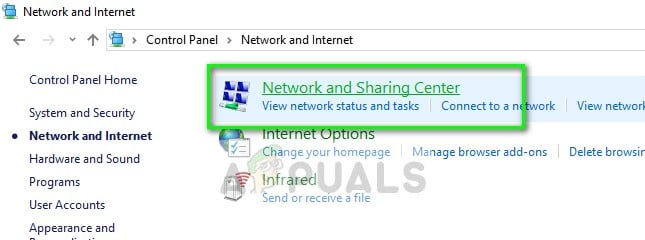 Network and Sharing Center - Control Panel
