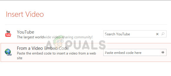 Embedding video from YouTube on PowerPoint in Windows 10