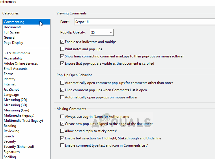 Disabling security features - Acrobat in Windows 10