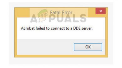 Fatal Error: Acrobat failed to connect to a DDE Server