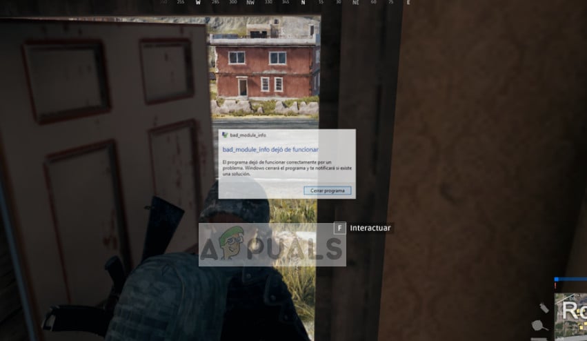 bad_module_info has stopped working in PUBG