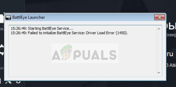 Failed to initialize BattlEye Service: Driver load error (1450) in Windows 10