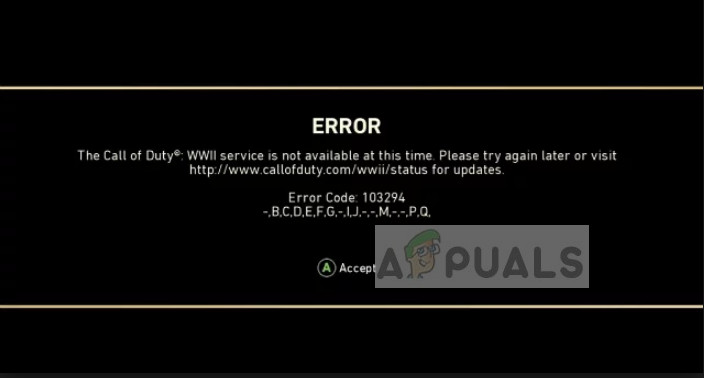 Call of Duty Error Code 103295 in PS4 and Xbox