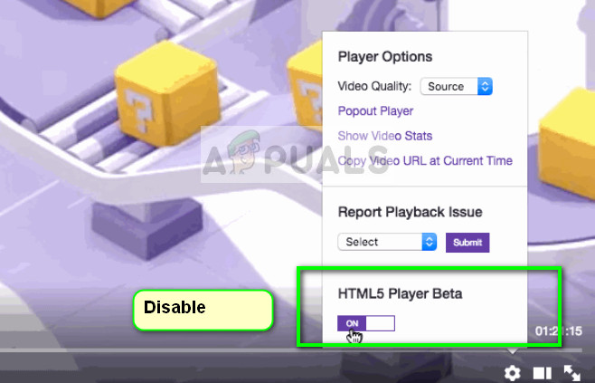 Disable HTML5 Player in Twitch while using Google Chrome