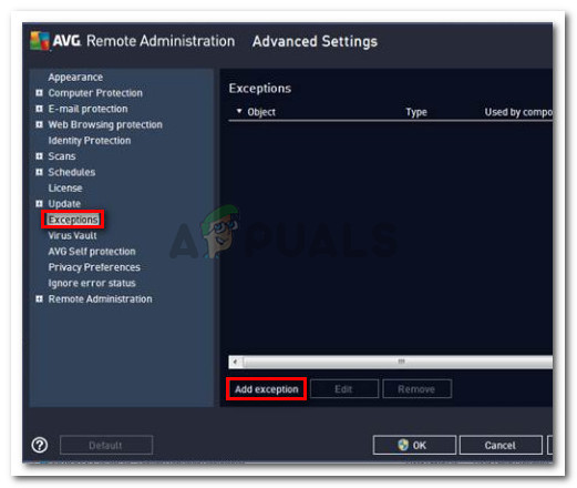 Adding an exclusion to AVG