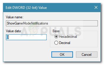 Disabling the Game Mode notifications from Registry Editor
