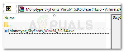 Extracting the SkyFonts installation executable