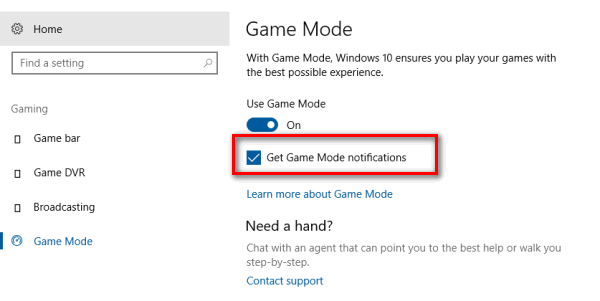 no option to turn on game mode